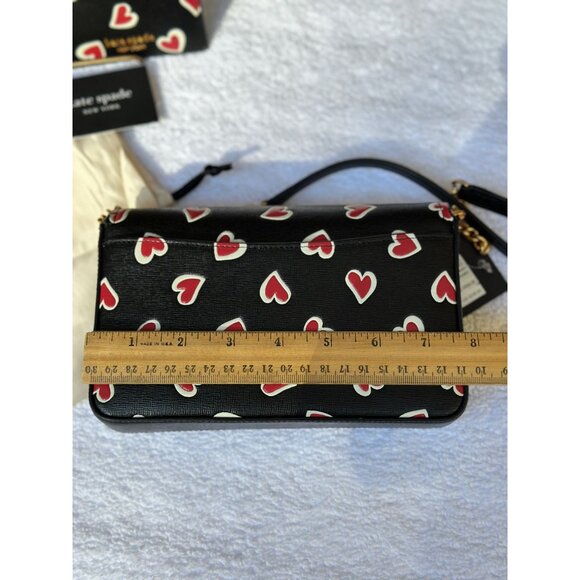 Kate Spade Morgan Stencil Hearts Flap Chain Wallet Crossbody KE350 - Picture 14 of 16